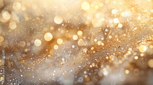 Golden Bokeh Abstract with Glittering Light Particles