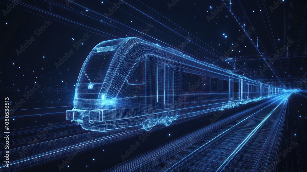 Naklejka premium A digital rendering of a train, showcasing futuristic design and technology.
