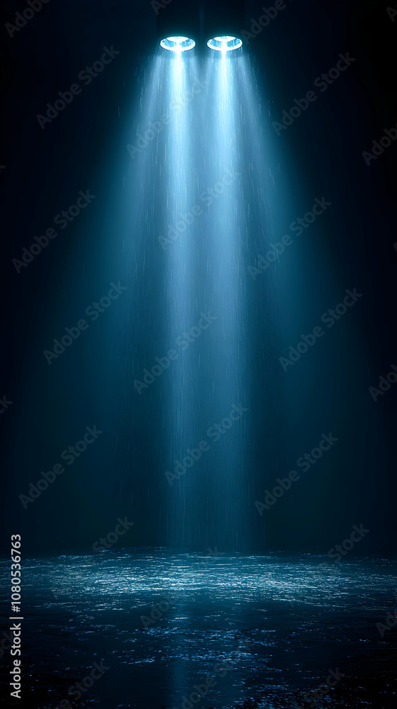 Obraz premium Abstract Background - Dark Blue Light Beams on Water