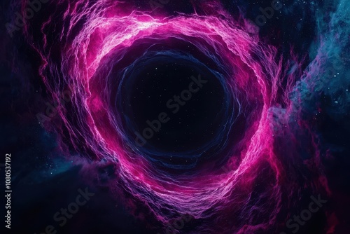 Wallpaper Mural A glowing cosmic cloud swirling around a black hole, with colorful particles and distant stars being pulled into the vortex. Sci-fi, surreal, vivid. Torontodigital.ca