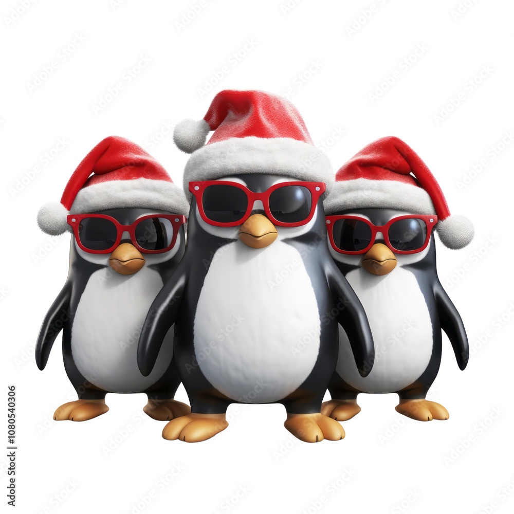 Fototapeta premium Funny Christmas Penguin PNG Clipart, Penguin illustration image