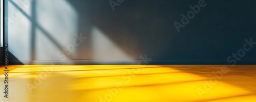 Shadows on a yellow wooden floor.