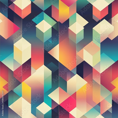 Geometric pattern creation abstract art digital design vibrant colors top view modern aesthetics