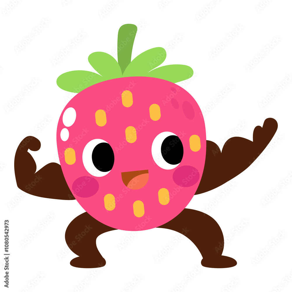 Funny Strawberry cartoon, smart muscle fruit Funny Strawberry cartoon, smart muscle fruit