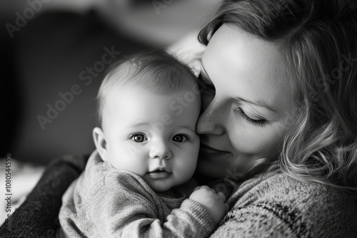 Heartwarming family moment a mother s love for her baby in a cozy home setting