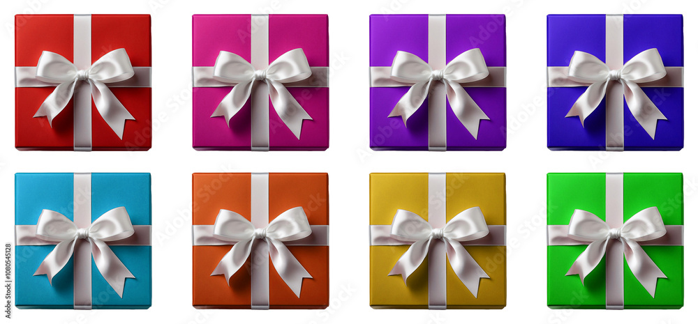 Gift boxes of various colors, isolated on transparent background. Gift boxes of various colors, isolated on transparent background.