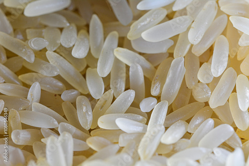 top view on white rice grains photo