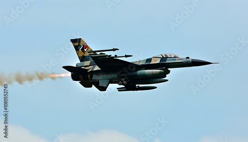 SoloTurk F-16 fighter jet soaring in the sky, showcasing exceptional flying skills. photo