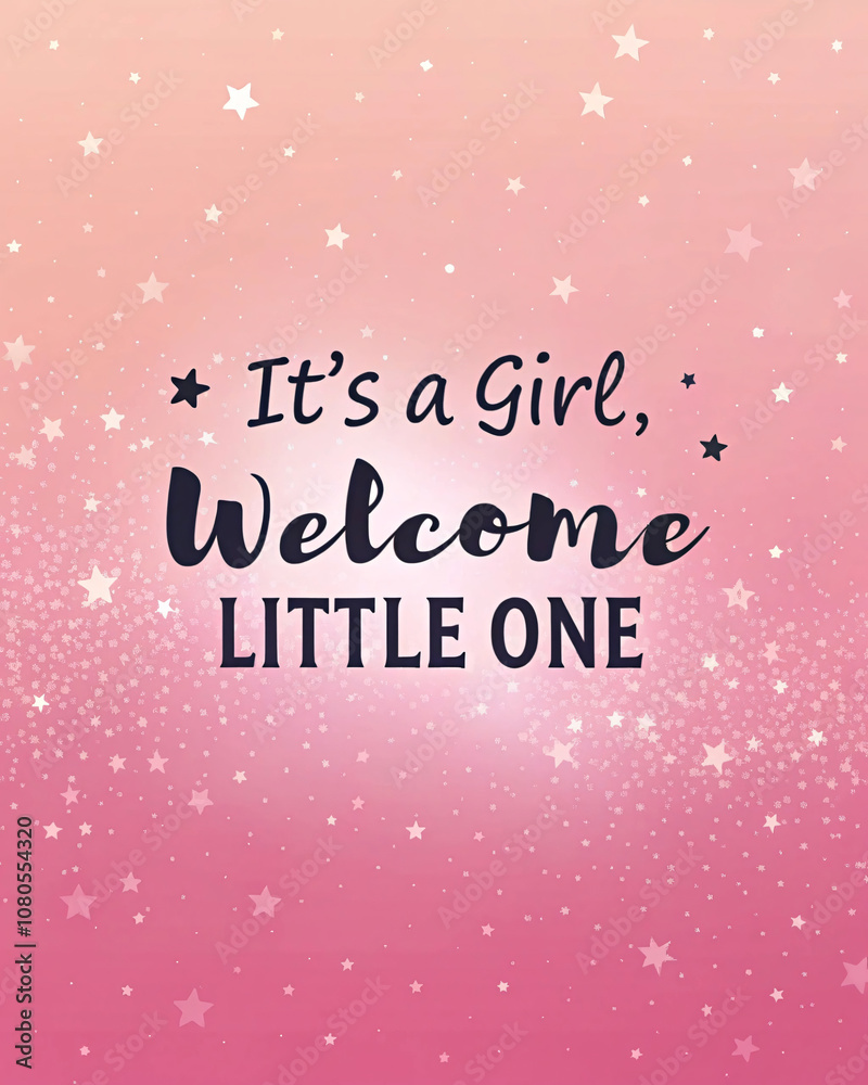 Invitation Card: It's a Girl - Sparkling Pink Gradient Invitation Card: It's a Girl - Sparkling Pink Gradient
