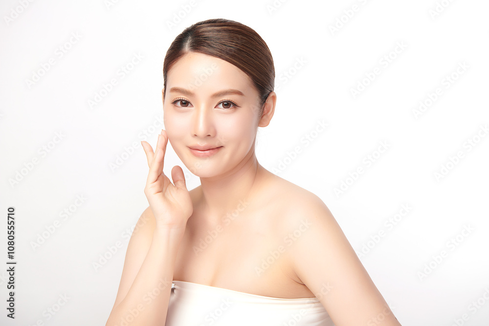 Beautiful young asian woman with clean fresh skin on white background, Face care, Facial treatment, Cosmetology, beauty and spa, Asian women portrait. Beautiful young asian woman with clean fresh skin on white background, Face care, Facial treatment, Cosmetology, beauty and spa, Asian women portrait.