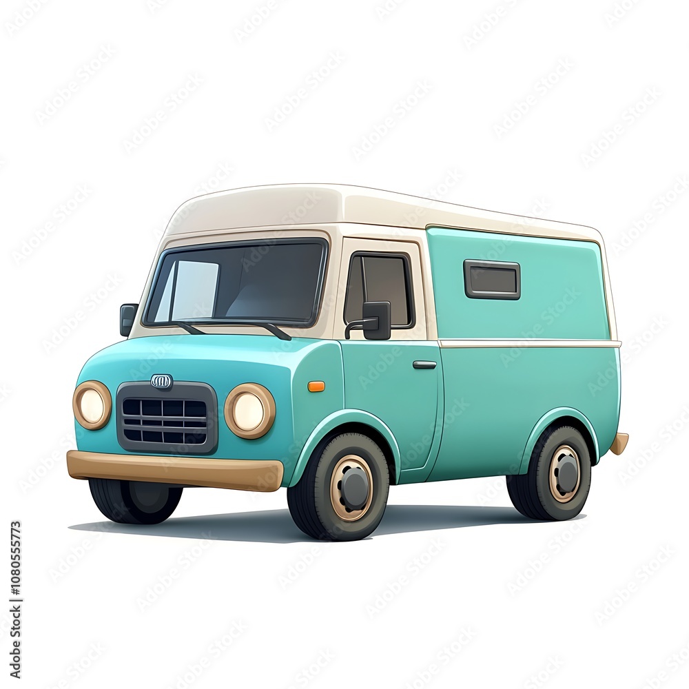 Cartoon Van isolated on a white background, close up Cartoon Van isolated on a white background, close up