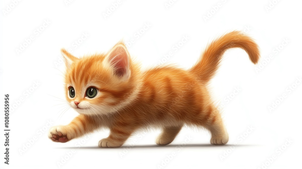 a 2D cartoon illustration of a kitten chasing a butterfly, playful and curious, white background--ar 16:9 a 2D cartoon illustration of a kitten chasing a butterfly, playful and curious, white background--ar 16:9