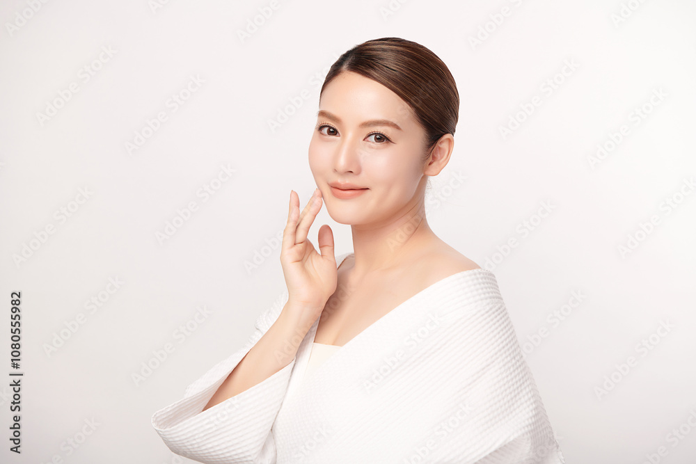 Beautiful young asian woman with clean fresh skin on white background, Face care, Facial treatment, Cosmetology, beauty and spa, Asian women portrait. Beautiful young asian woman with clean fresh skin on white background, Face care, Facial treatment, Cosmetology, beauty and spa, Asian women portrait.