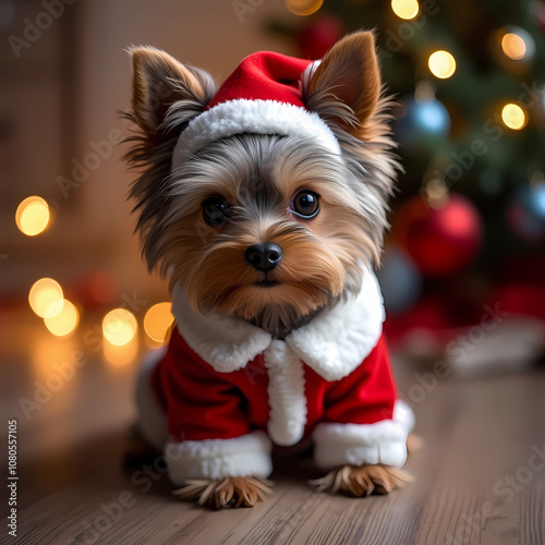 Cachorro vestido como Santa