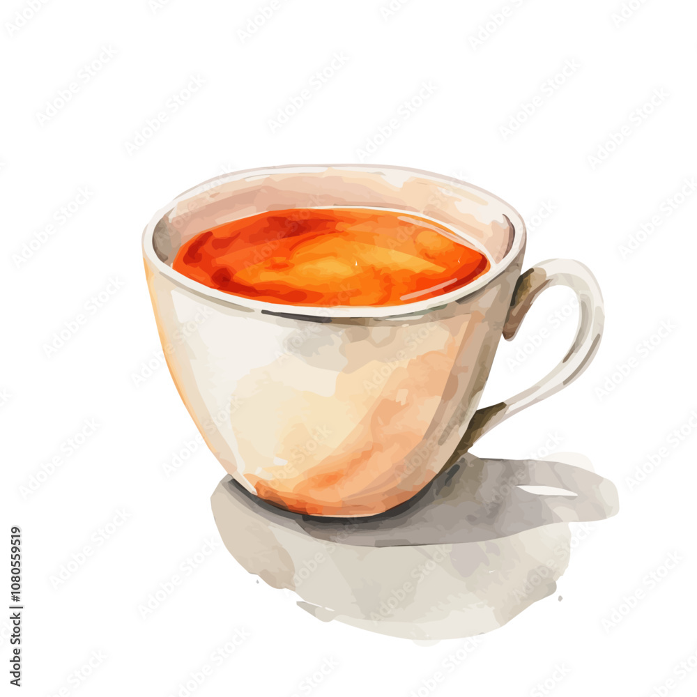 A watercolor painting of Cup of Tea, isolated on a white background. Cup of Tea vector. A watercolor painting of Cup of Tea, isolated on a white background. Cup of Tea vector.
