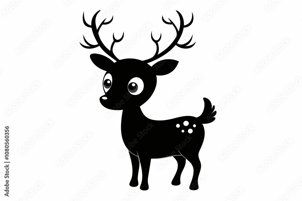 Fototapeta premium Cute Christmas Reindeer Silhouette Illustration