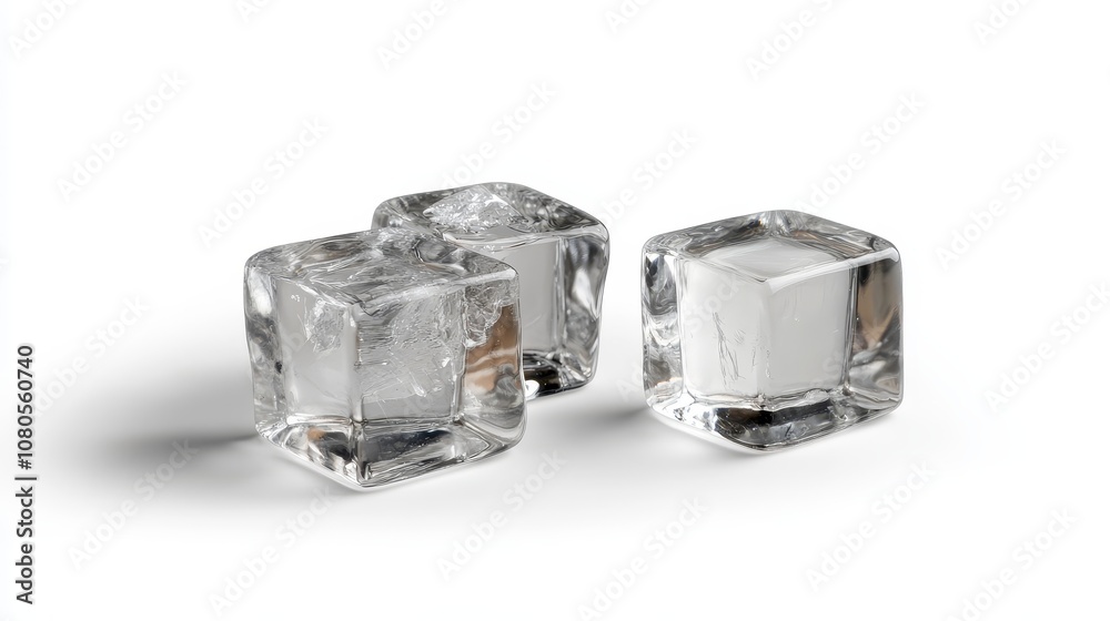 Clear Ice Cubes on Bright Surface, Perfect for Beverage or Cocktail Presentation, Adding a Touch of Coolness and Elegance to Any Drink Clear Ice Cubes on Bright Surface, Perfect for Beverage or Cocktail Presentation, Adding a Touch of Coolness and Elegance to Any Drink