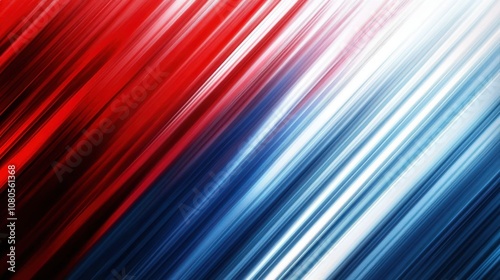 Abstract background with red, blue, and white gradient colors, diagonal lines. Vector illustration in minimalist style