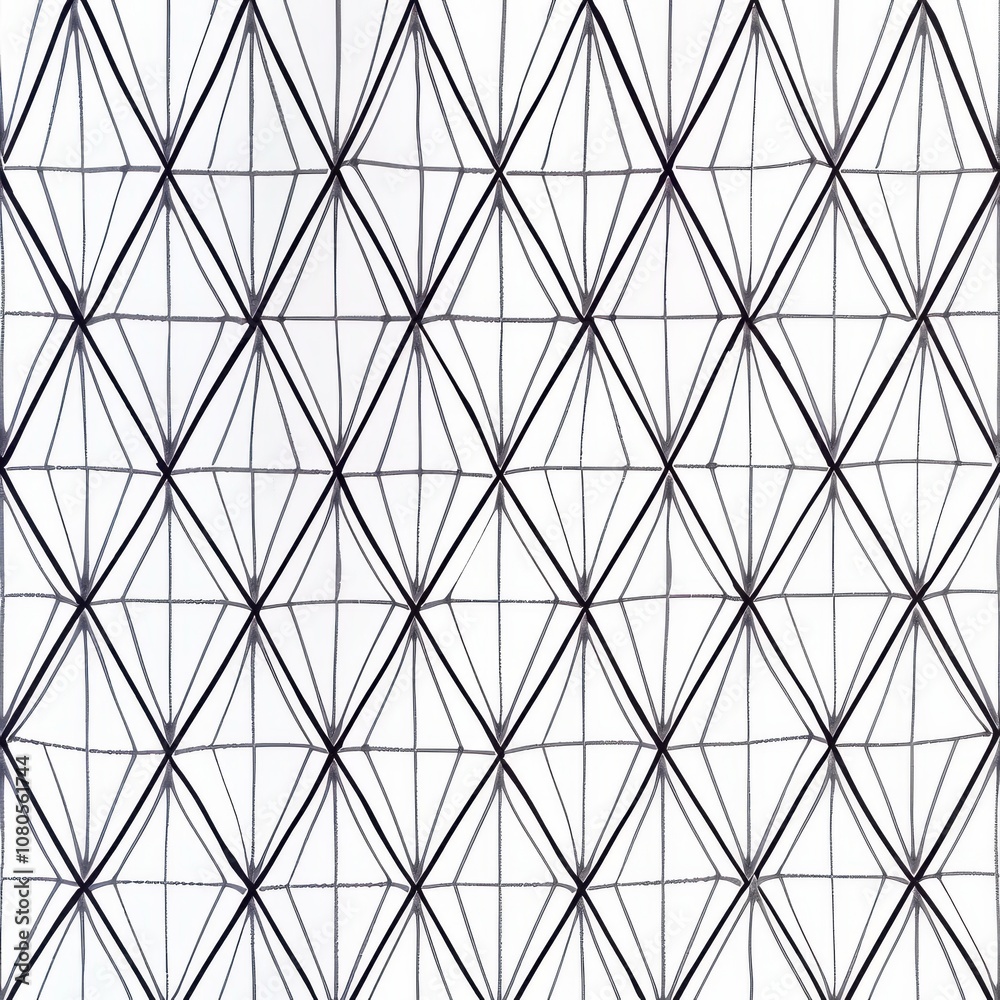 Intricate Geometric Pattern of Black Lines Forming Diamond Shapes on a White Background, Ideal for Modern Design and Art Projects Intricate Geometric Pattern of Black Lines Forming Diamond Shapes on a White Background, Ideal for Modern Design and Art Projects