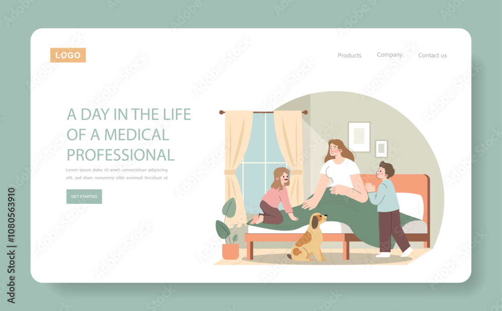A day in the life of a medical professional. Flat Vector Illustration A day in the life of a medical professional. Flat Vector Illustration