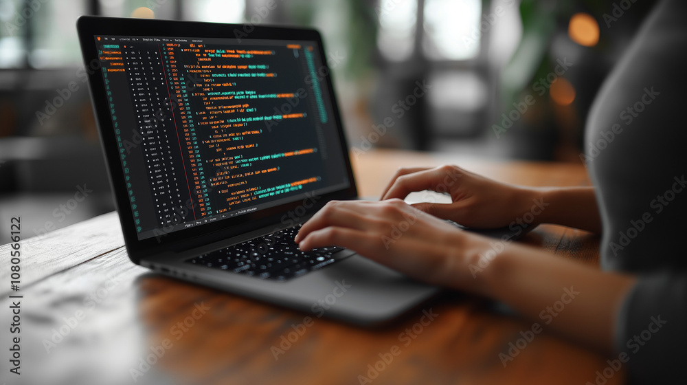 プログラミングをする女性の手 プログラミングをする女性の手