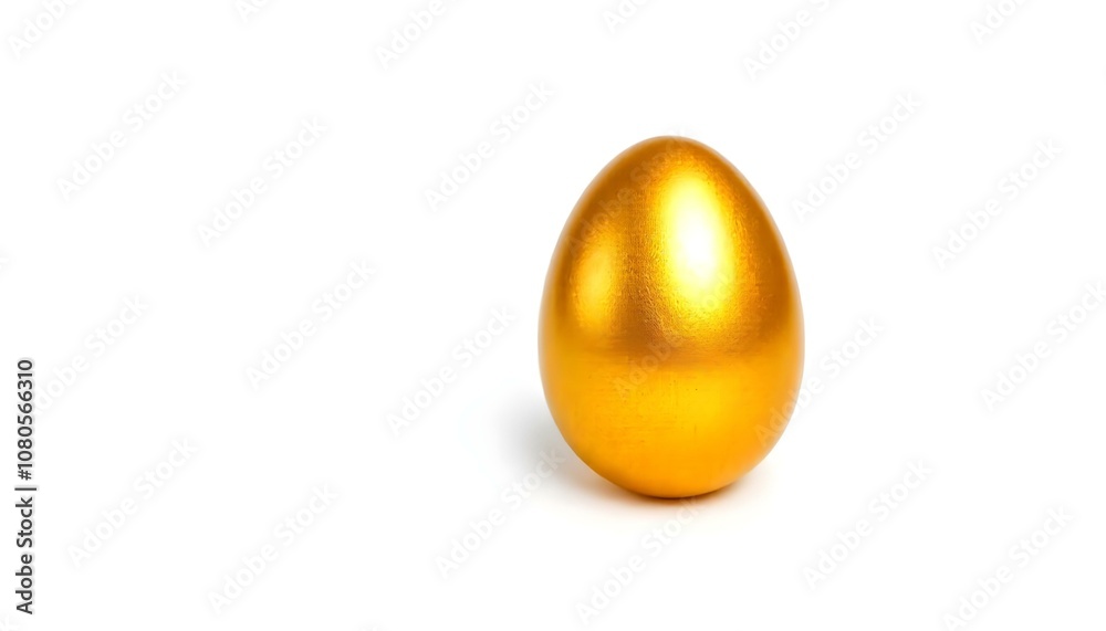 A golden egg isolated on a white background with copy space A golden egg isolated on a white background with copy space