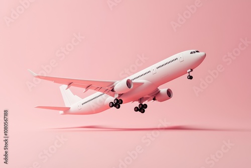 Wallpaper Mural Airborne plane icon design midflight minimalist style soft shadows digital art contemporary viewpoint Torontodigital.ca