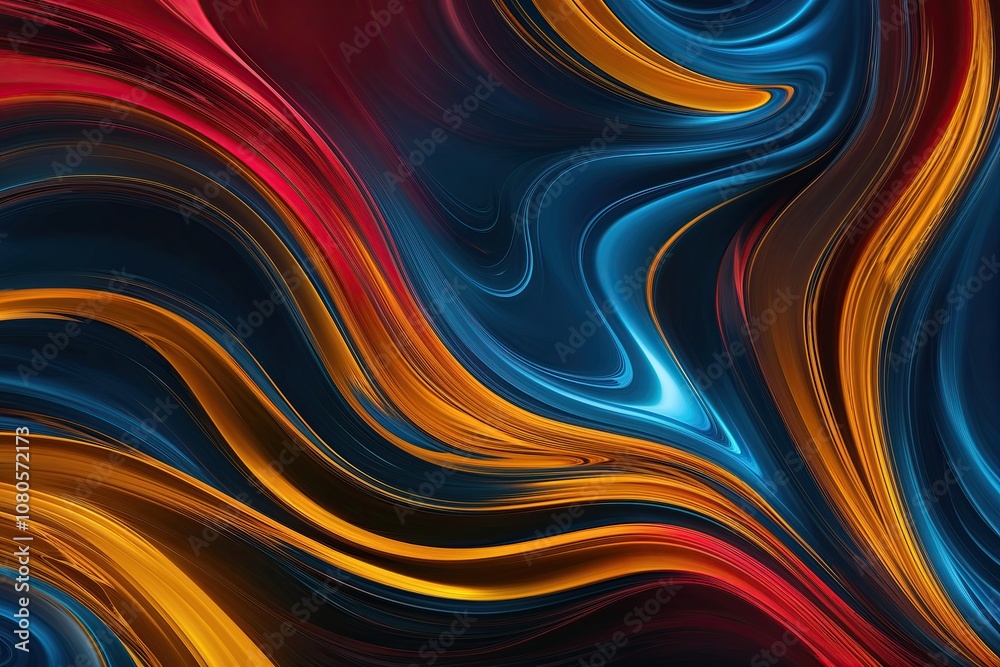Fototapeta premium Vibrant Crimson Blue Yellow Obsidian Abstract Dynamic Texture Art