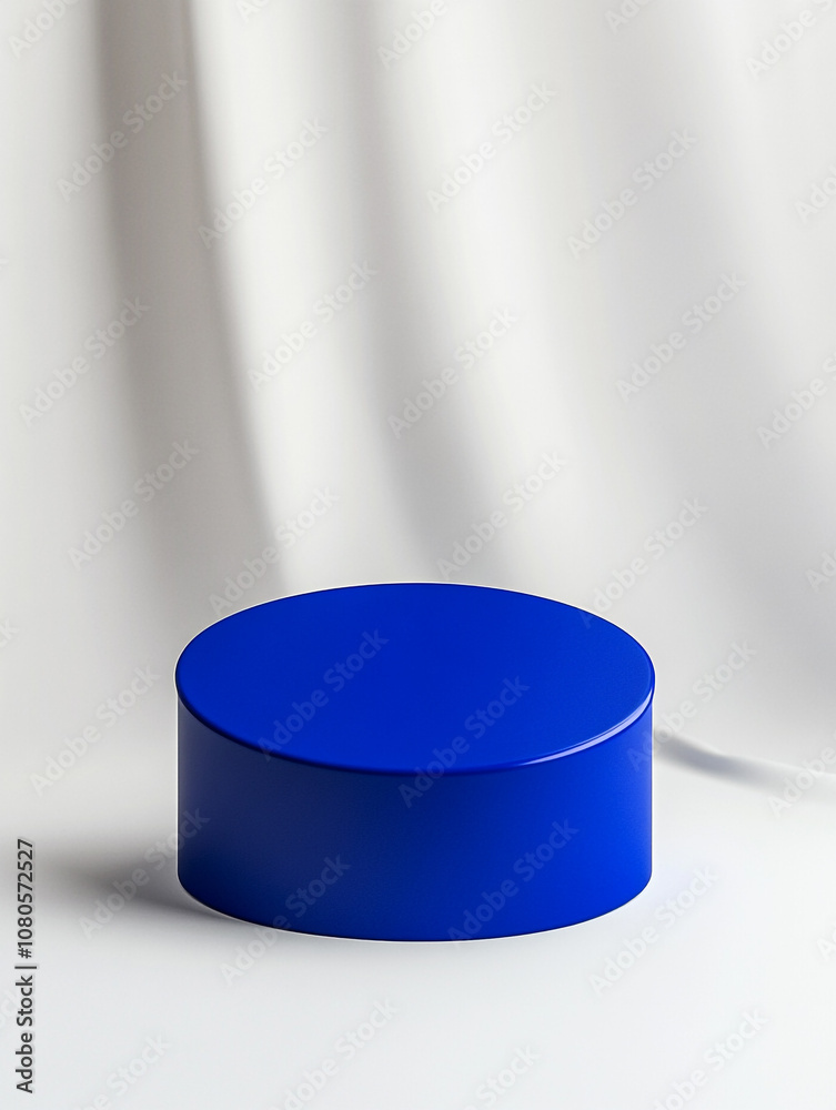 A blue podium isolated on a white background with bright natural light. A blue podium isolated on a white background with bright natural light.