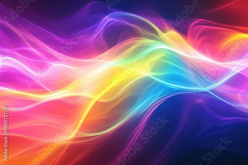 Dynamic flow of neon color waves abstract digital art vibrant spectrum dark background artistic viewpoint conceptual visualization for enhanced visual impact