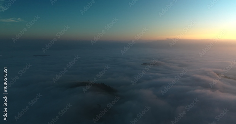 Sea of fog on the mountain at sunrise Sea of fog on the mountain at sunrise