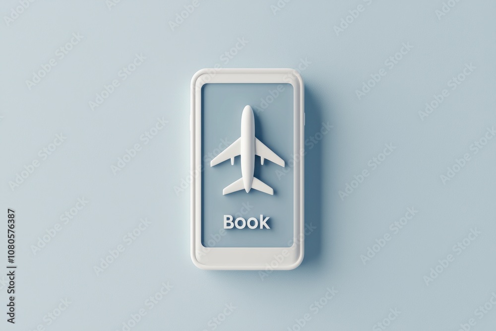 Booking airplane tickets via smartphone screen innovative travel planning in digital space Booking airplane tickets via smartphone screen innovative travel planning in digital space