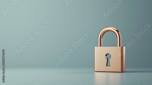 A modern golden padlock on a minimalist surface symbolizes security and protection in the digital age.