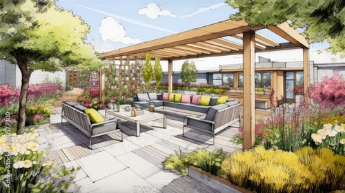 Rooftop Garden Design Sketch: A Relaxing Outdoor Oasis