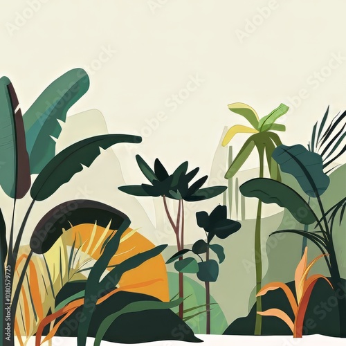 Simple lines of rainforest in minimalism.