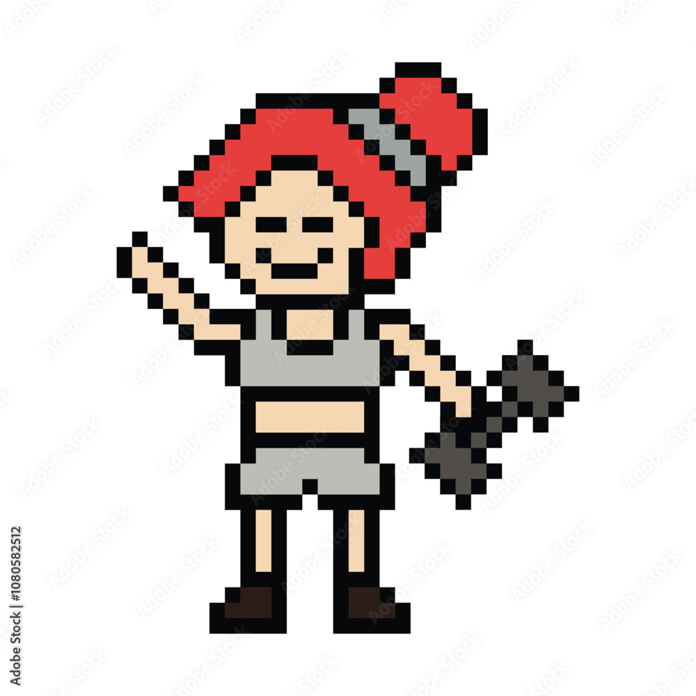 Obraz premium Cute pixel cartoon 8bit character woman weight training with dumbbell lifestyle lifting gym decoration life style 8 bit female lady girl weight fitness isolated PNG vector.