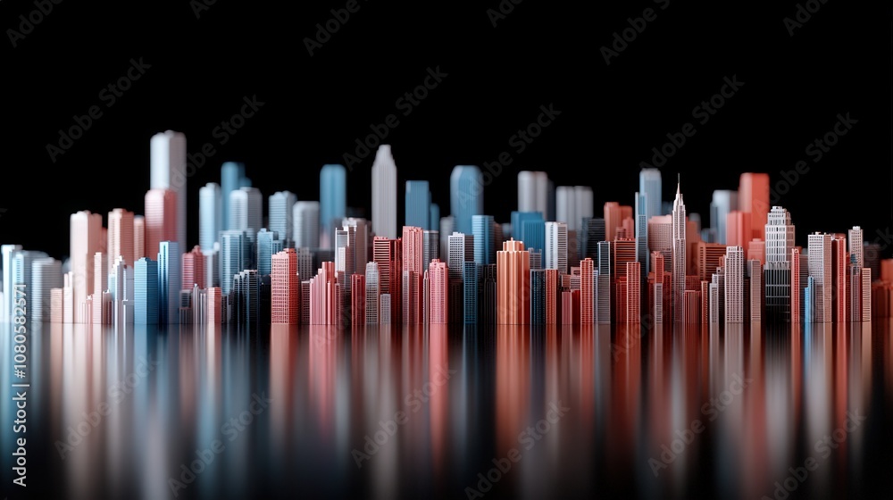 A vibrant, artistic skyline composed of colorful geometric buildings reflecting on a smooth surface, creating an abstract cityscape effect. A vibrant, artistic skyline composed of colorful geometric buildings reflecting on a smooth surface, creating an abstract cityscape effect.
