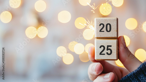 hand flipping cubes with year 2024 to 2025
