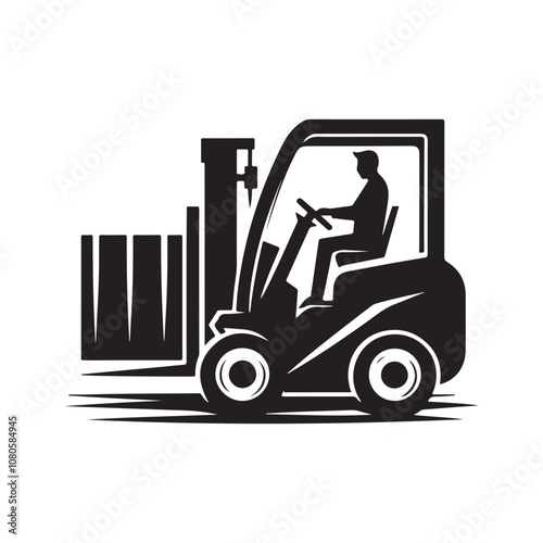 Forklift Silhouette Vector Illustrations – Essential for Industrial Designs