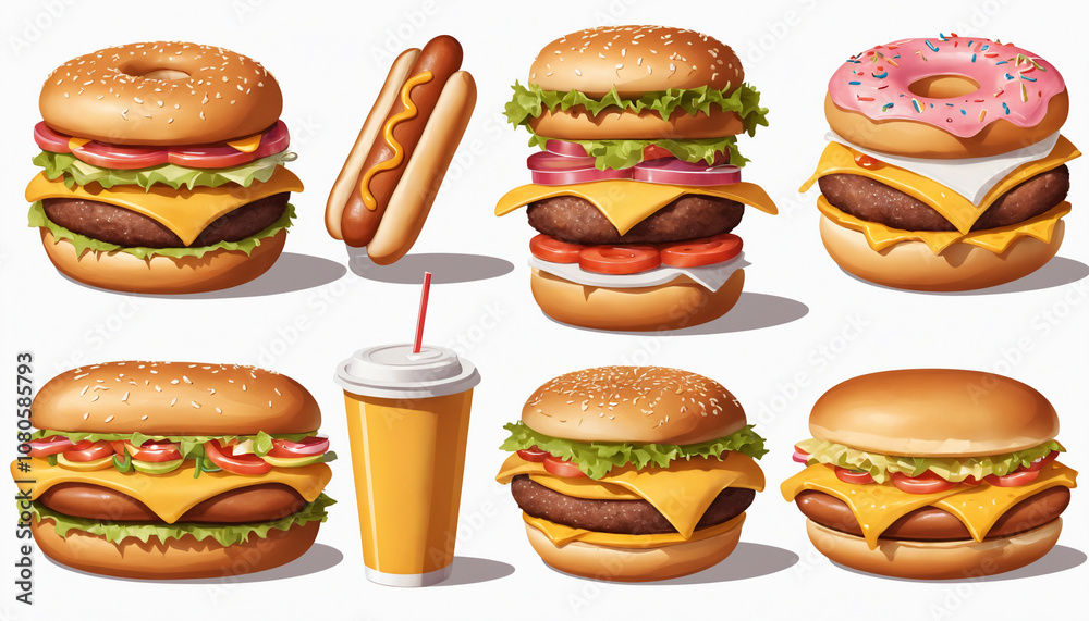 Delicious Fast Food: Burgers, Hot Dogs, and Donuts Delicious Fast Food: Burgers, Hot Dogs, and Donuts