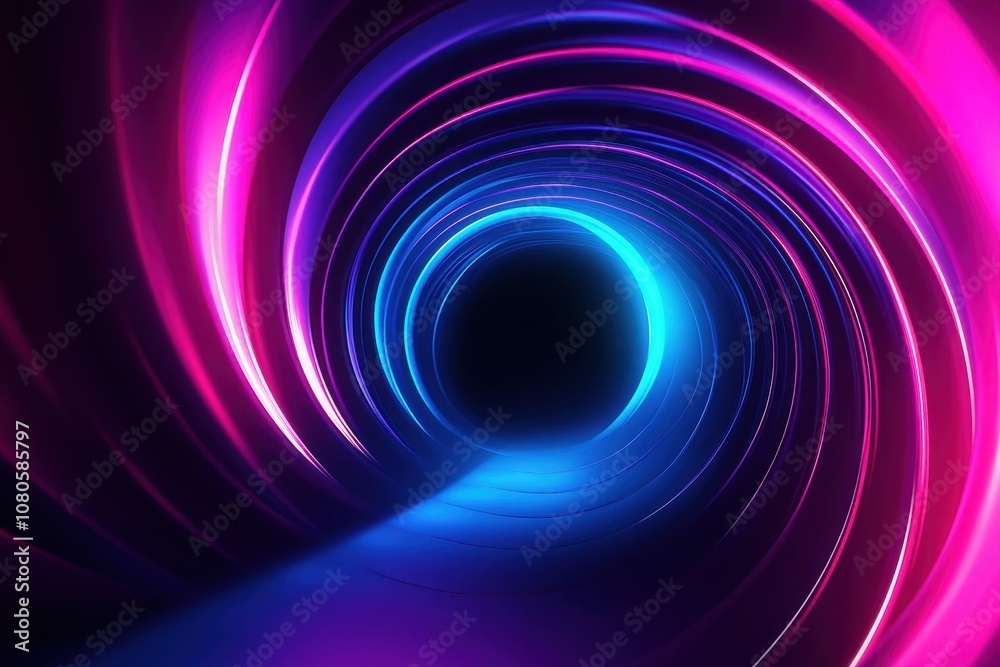 Abstract Neon Swirl Tunnel with Pink and Blue Glowing Lines Abstract Neon Swirl Tunnel with Pink and Blue Glowing Lines