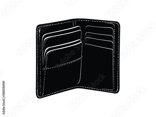 Black Open Wallet Silhouette - Ideal for Black Friday and Seasonal Designs
