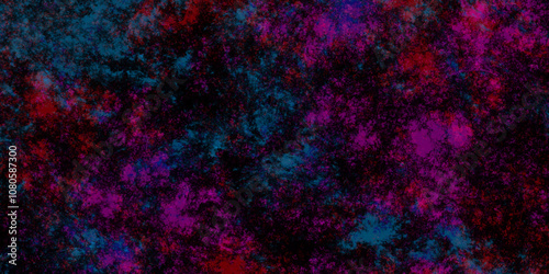 Dark concrete wall beautiful orange and dark blue ocean background. Colorful Stained stony rusty wall background. Aquamarine and pink Abstract Glowing Space Stars. Vintage paper textured aquarelle 