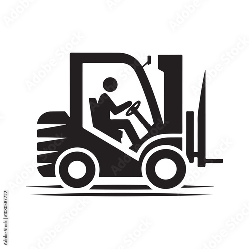 Forklift Silhouette Vector Illustrations – Essential for Industrial Designs