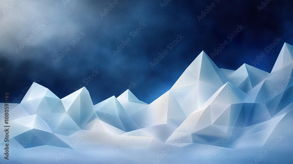 serene digital illustration of abstract icy mountains under starry night sky serene digital illustration of abstract icy mountains under starry night sky