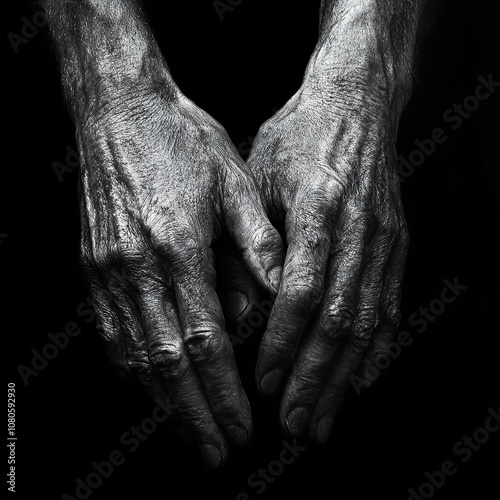 Close-up Black and White Photography of Elderly Hands