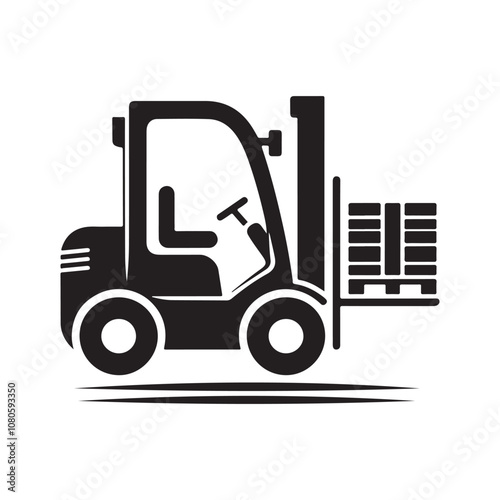 Forklift Silhouette Vector Illustrations – Essential for Industrial Designs