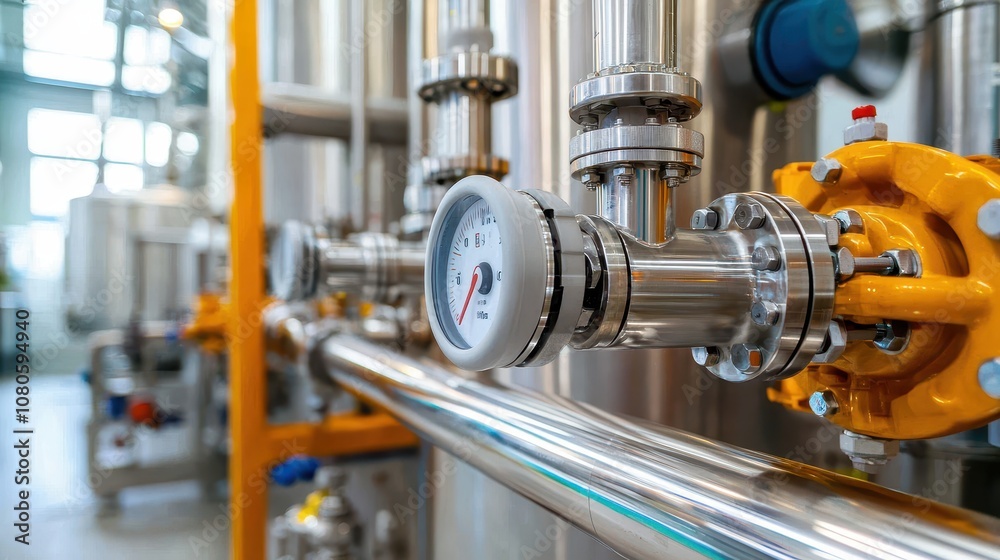 Process piping in a food processing plant Process piping in a food processing plant