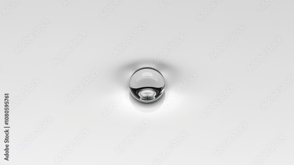 A droplet of mercury rests on a polished silver surface, forming a small, spherical shape, reflection, silver, liquid metal A droplet of mercury rests on a polished silver surface, forming a small, spherical shape, reflection, silver, liquid metal