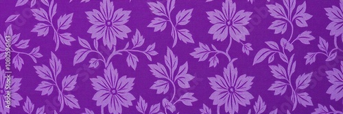 Close-up shot of purple toile fabric with repeating floral patterns, elegant patterns, fabric pattern, colorful motifs